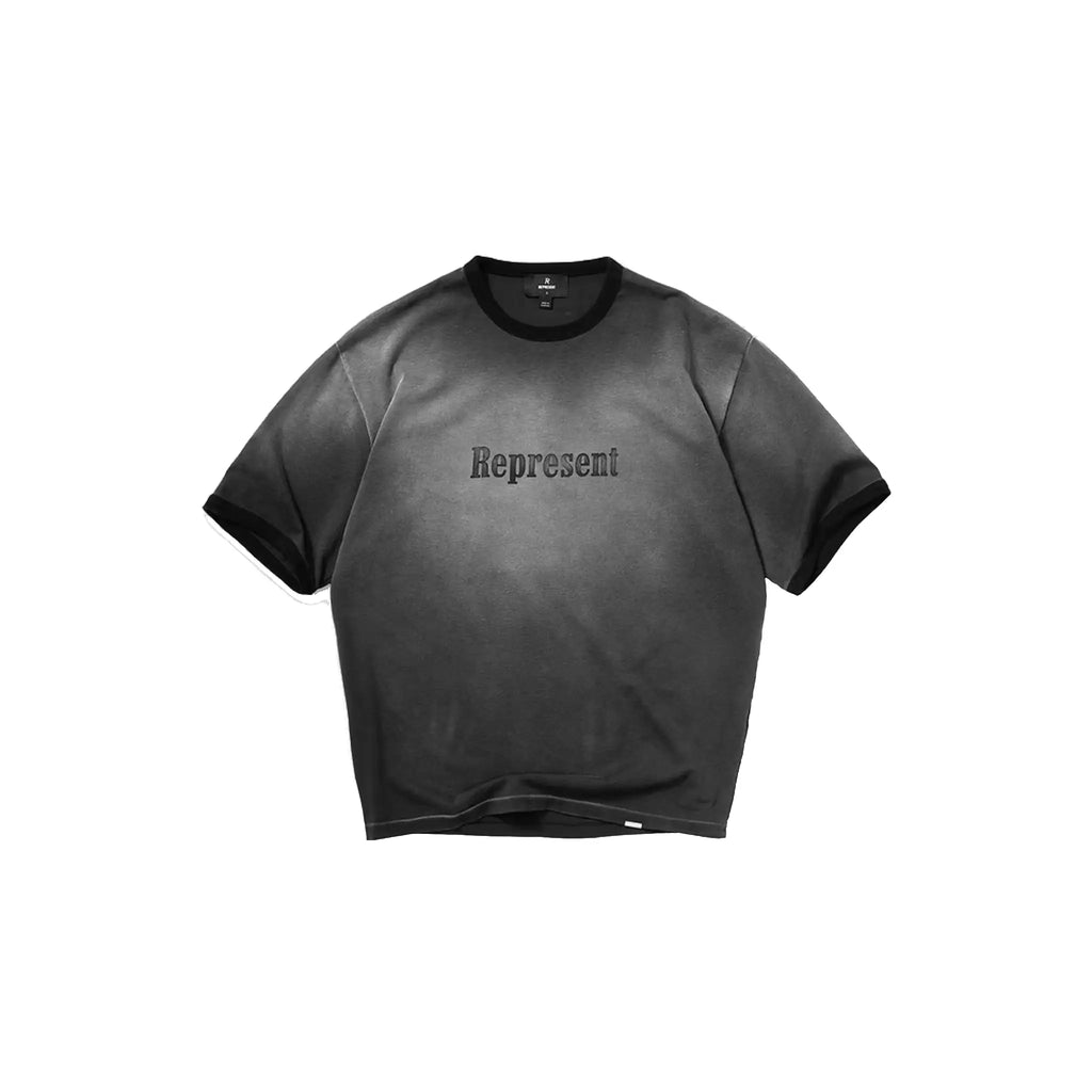 Represent Ringer T-Shirt Stained Black