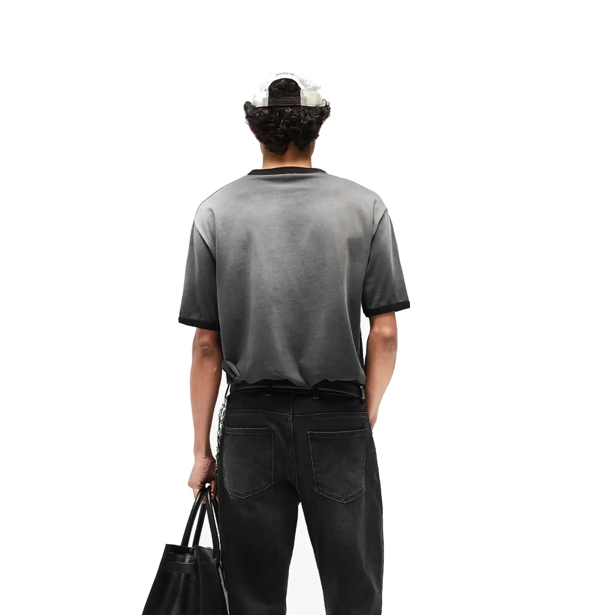 Represent Ringer T-Shirt Stained Black