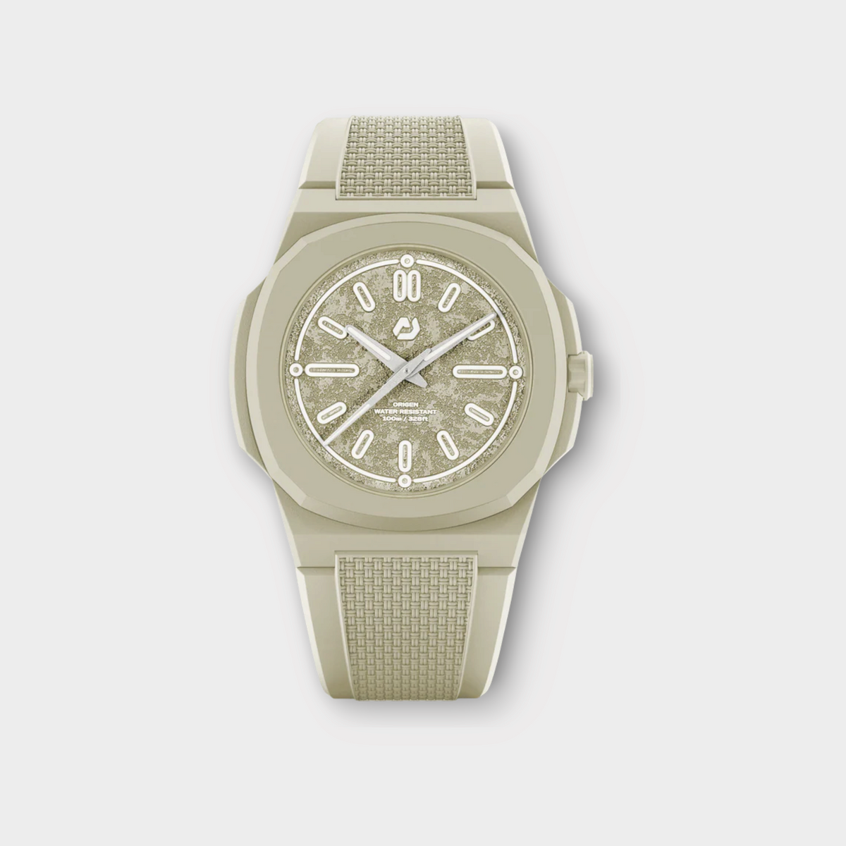 Drop Nuncier Sand Beach Summer Edition watch with a beige textured dial and matching silicone strap