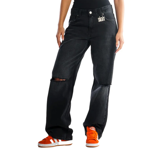 SIGHT Low Waist "Black Knee" Women Jeans