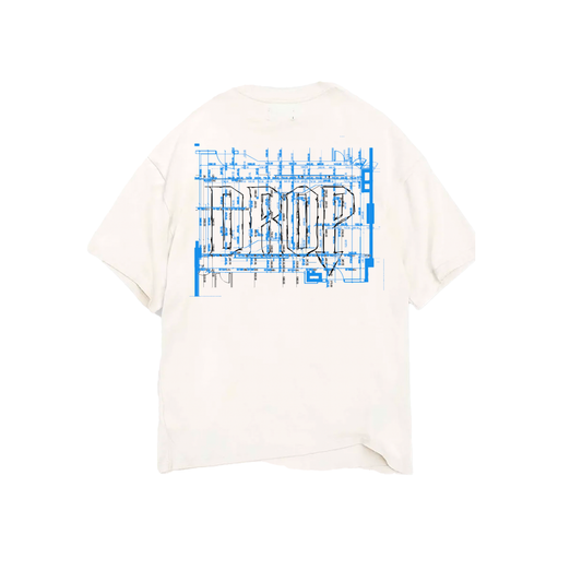 SIGHT X DROP Blue Print White T-Shirt