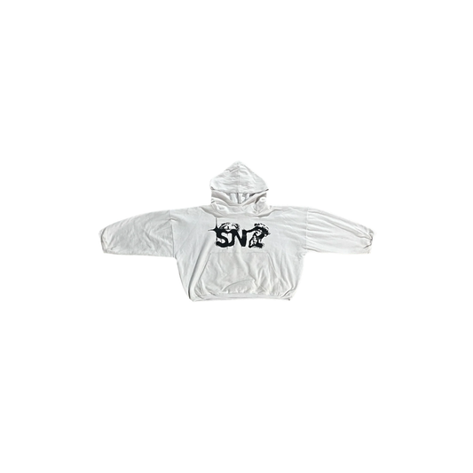 SN2 White Signature Un cropped Hoodie