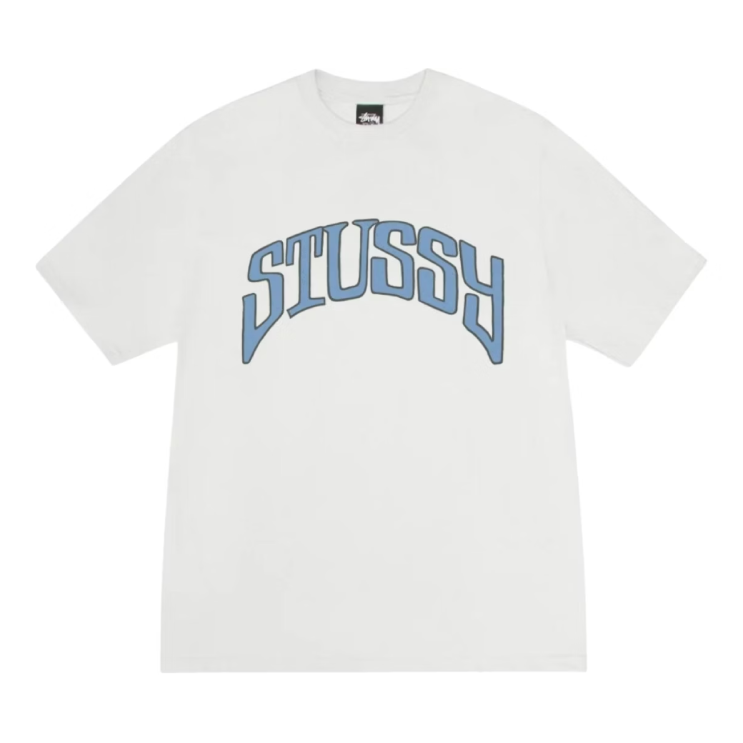 Stussy Arched Pigment Dyed White T-Shirt