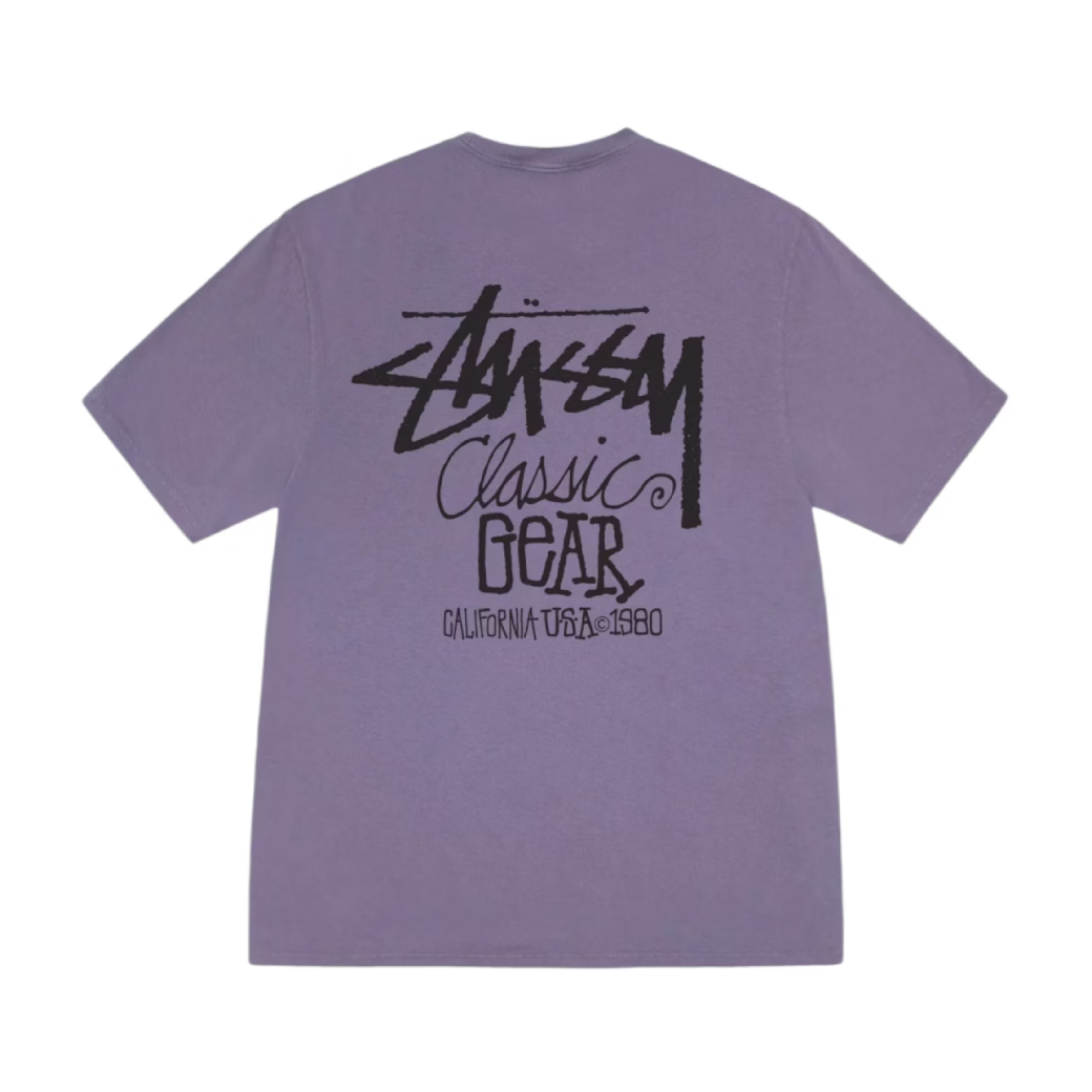 Stussy Classic Gear Pigment Dyed Purple T-Shirt