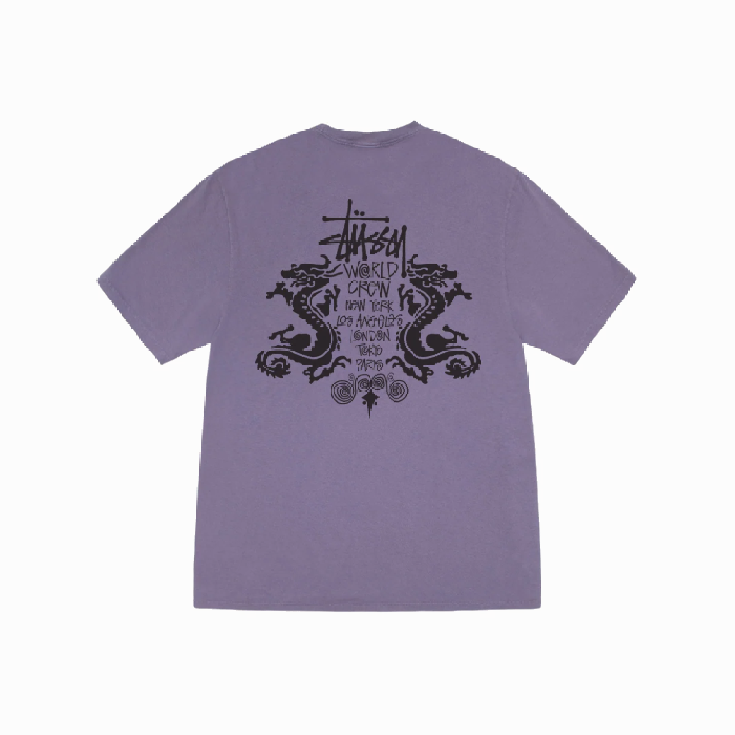 Stussy Double Dragon Pigment Dyed T-Shirt Purple