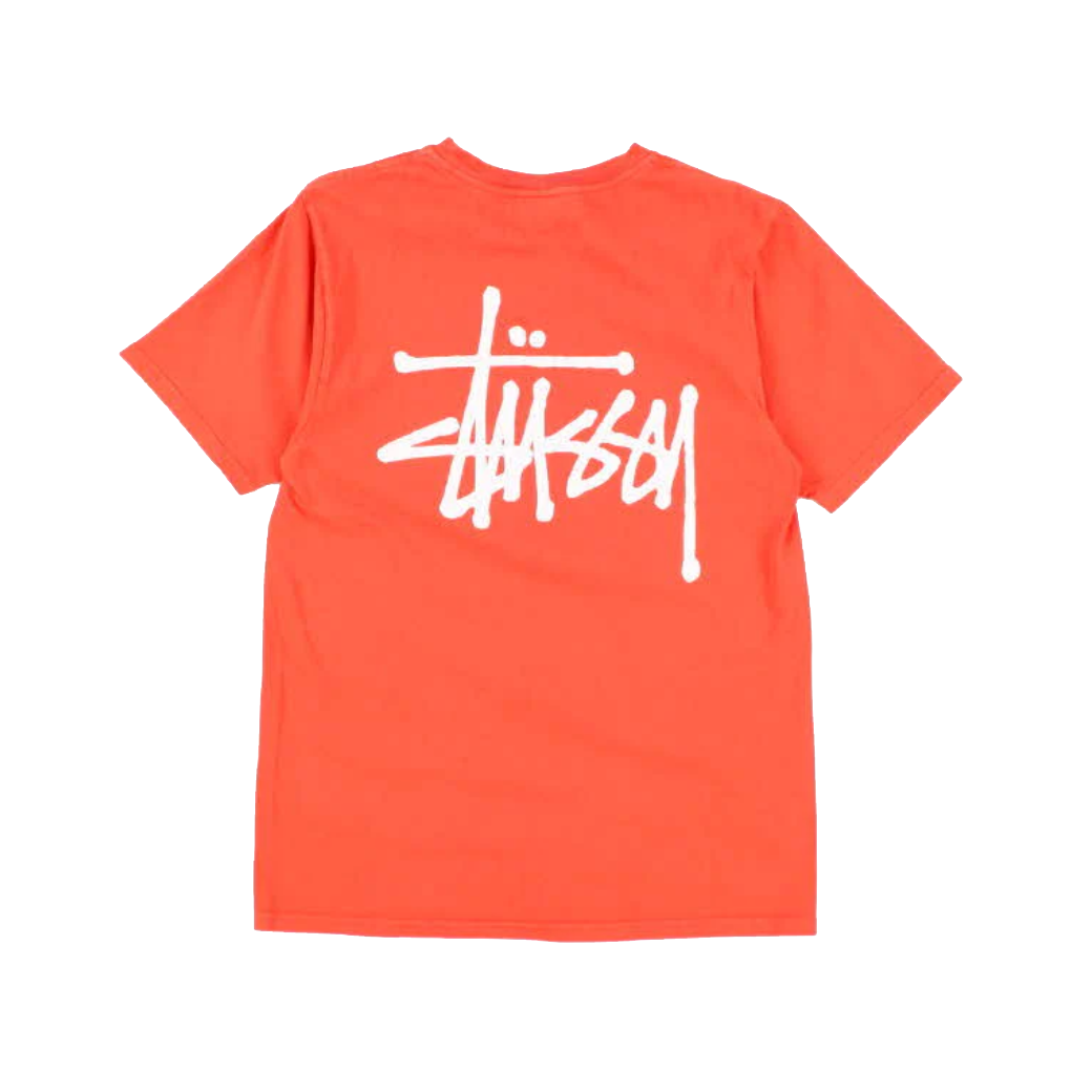 Stussy Logo Print Orange T-Shirt
