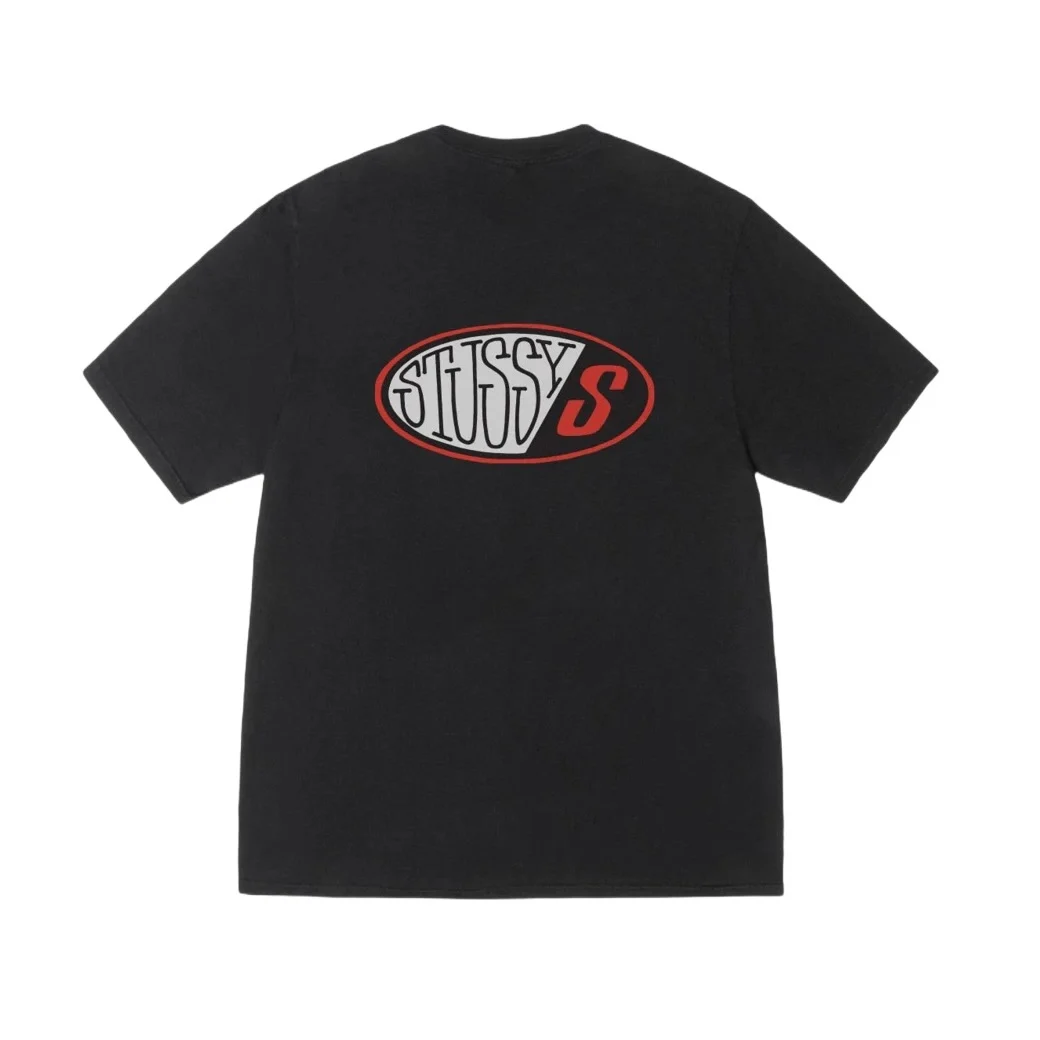 Stussy Pitstop Pigment Dyed Black T-Shirt