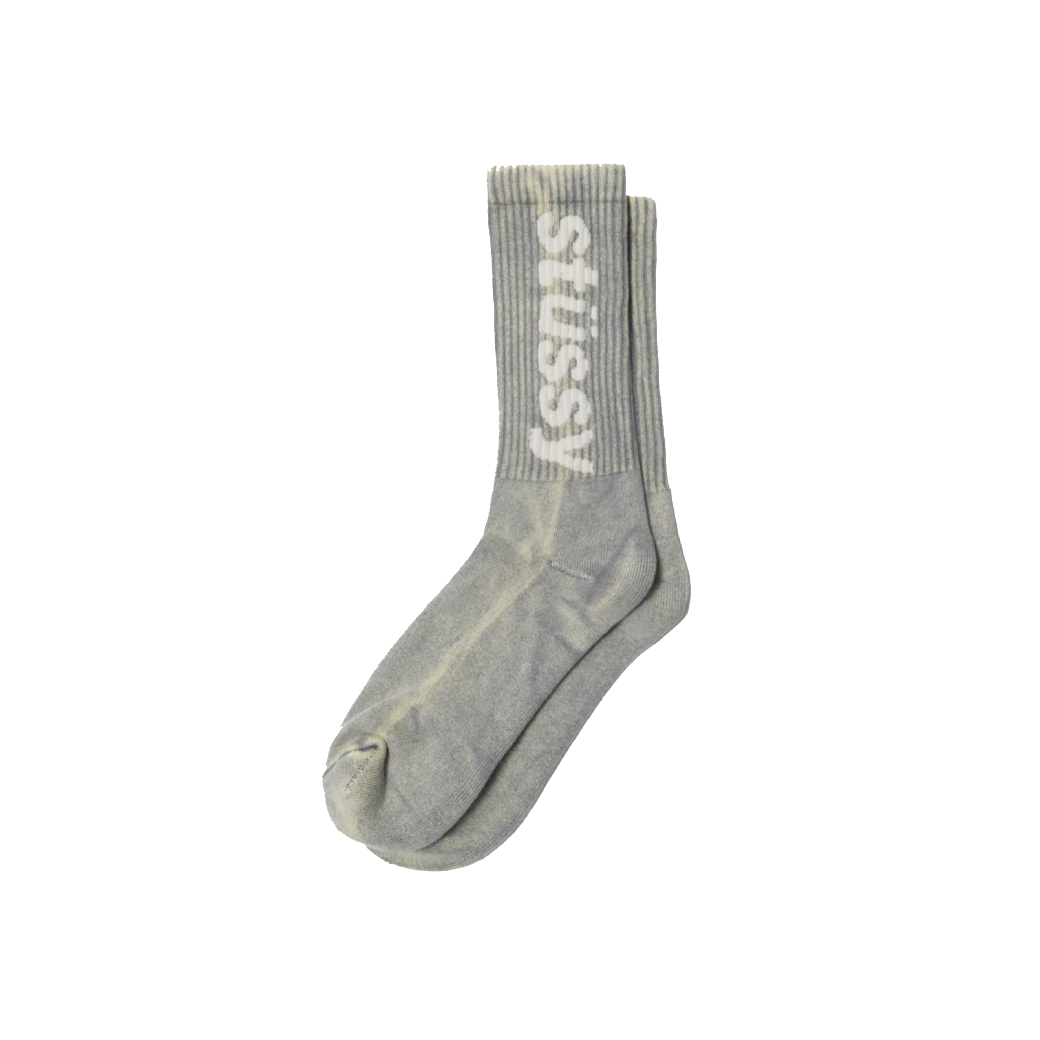 Stussy Washed Helvetica Crew Socks Grey