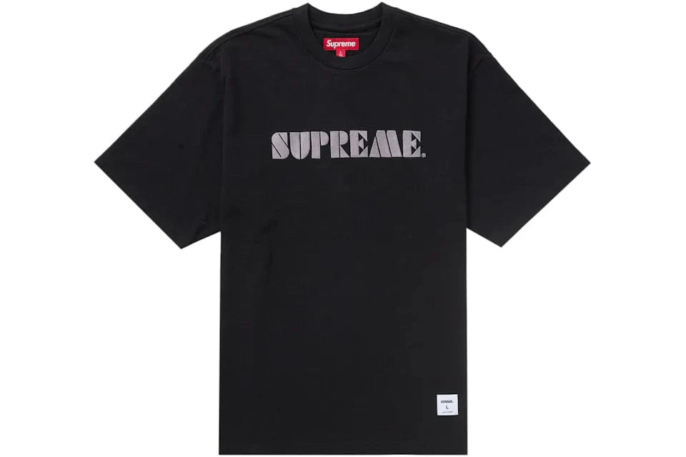 Supreme Stencil Embroidered Top Black T-Shirt