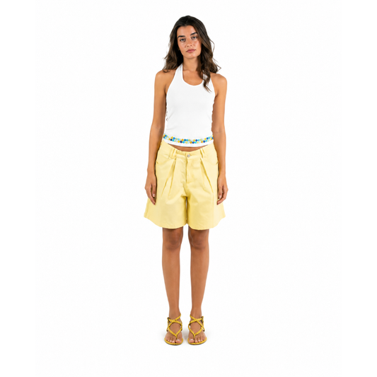 Tinfoil Butterfly Panel Jorts in Butter