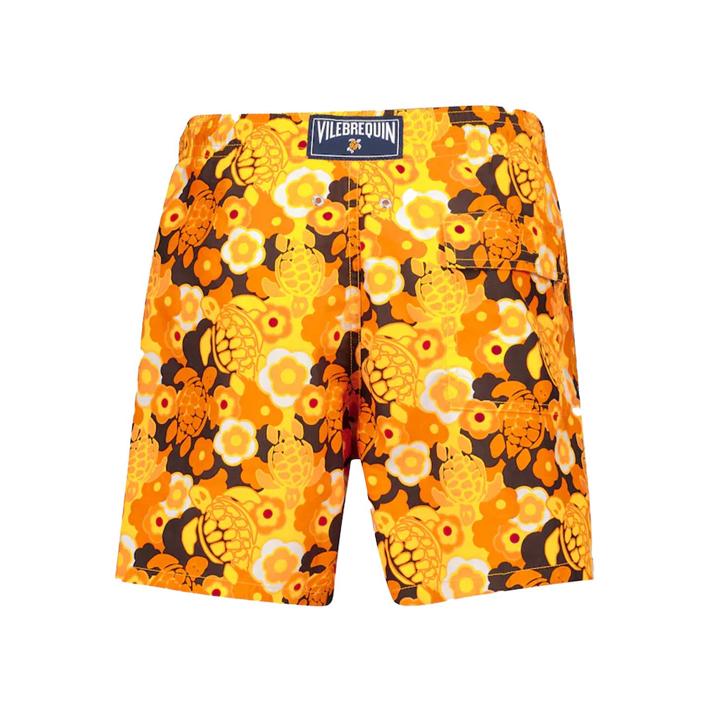 Vilebrequin Moorea Floral And Turtle-print Swim Shorts In Yellow