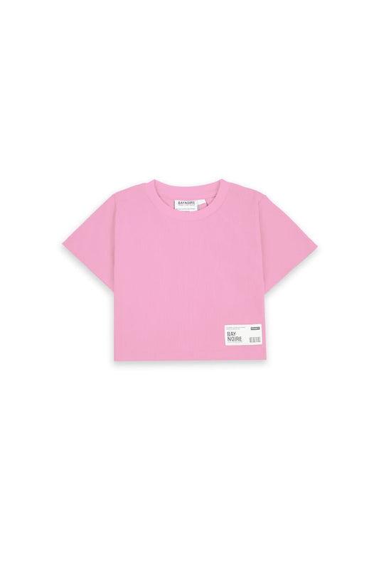 BAYNOIRE Pink Ribbed Cropped T-Shirt