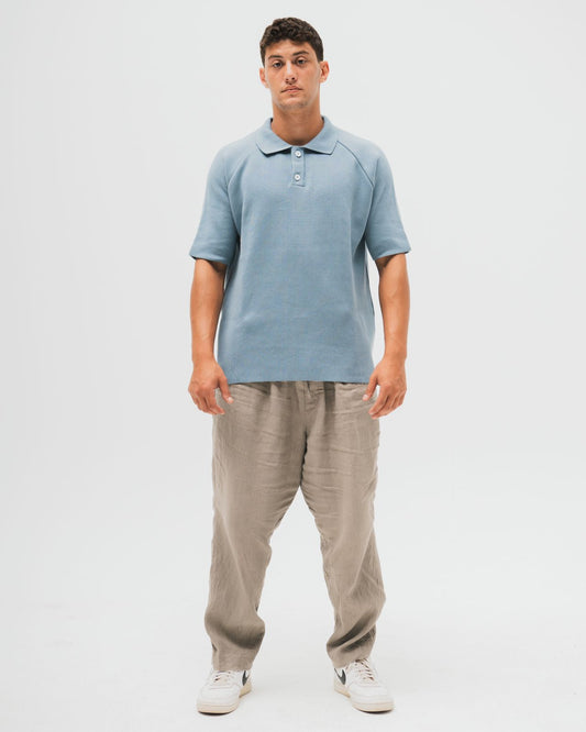 TakeOver Blue Grey Basic Knit Polo