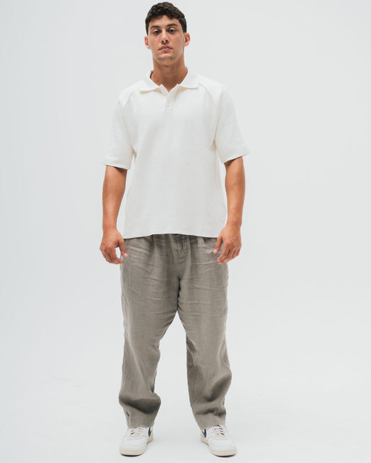 TakeOver Off White Basic Knit Polo