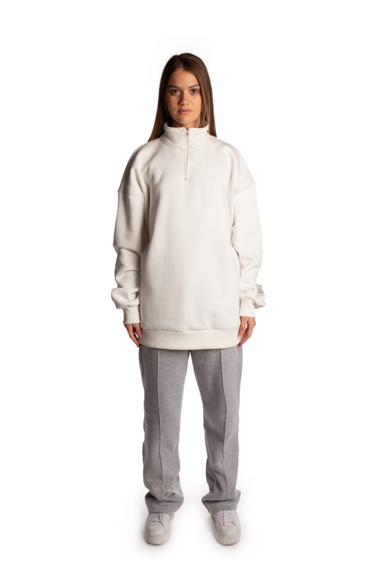 BAYNOIRE White Q-Zipper II Sweatshirt