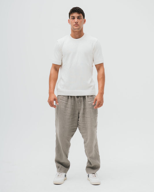 TakeOver Off White Basic Knit Tee