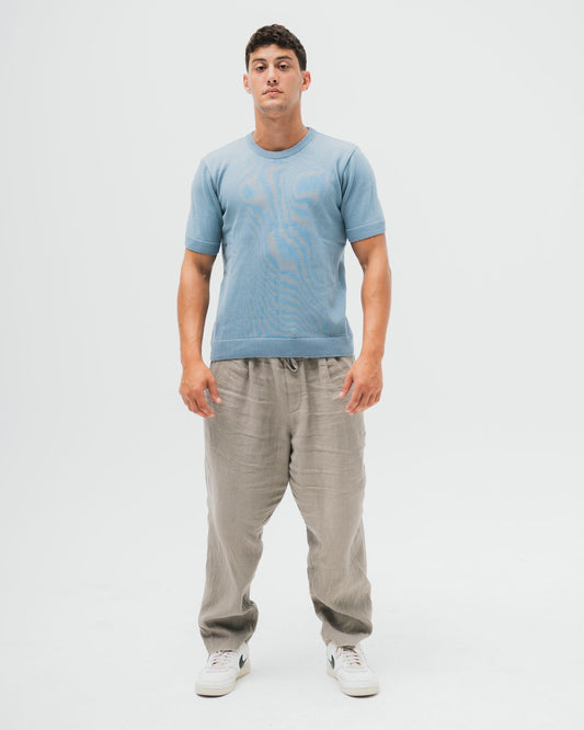 TakeOver Blue Grey Basic Knit Tee