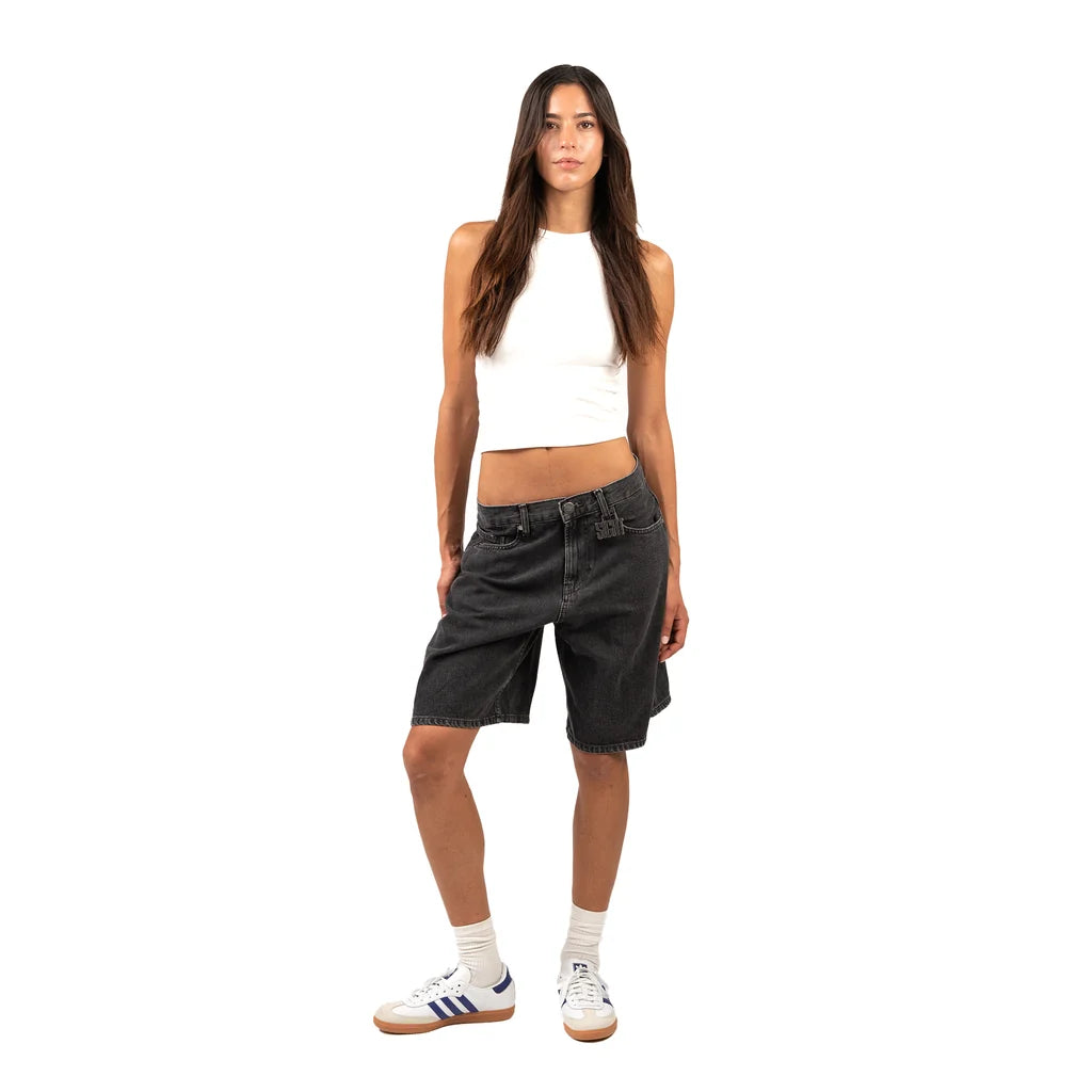 SIGHT Long Women Black Denim Short