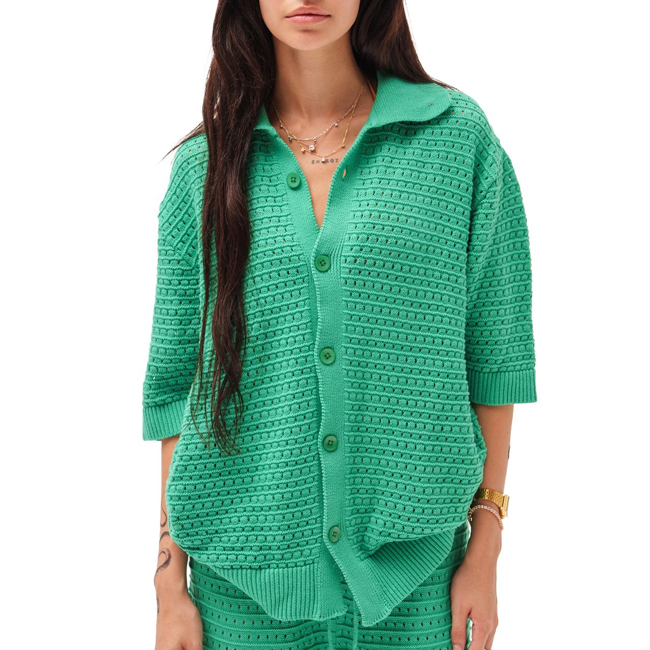 SIGHT Crochet Green Shirt