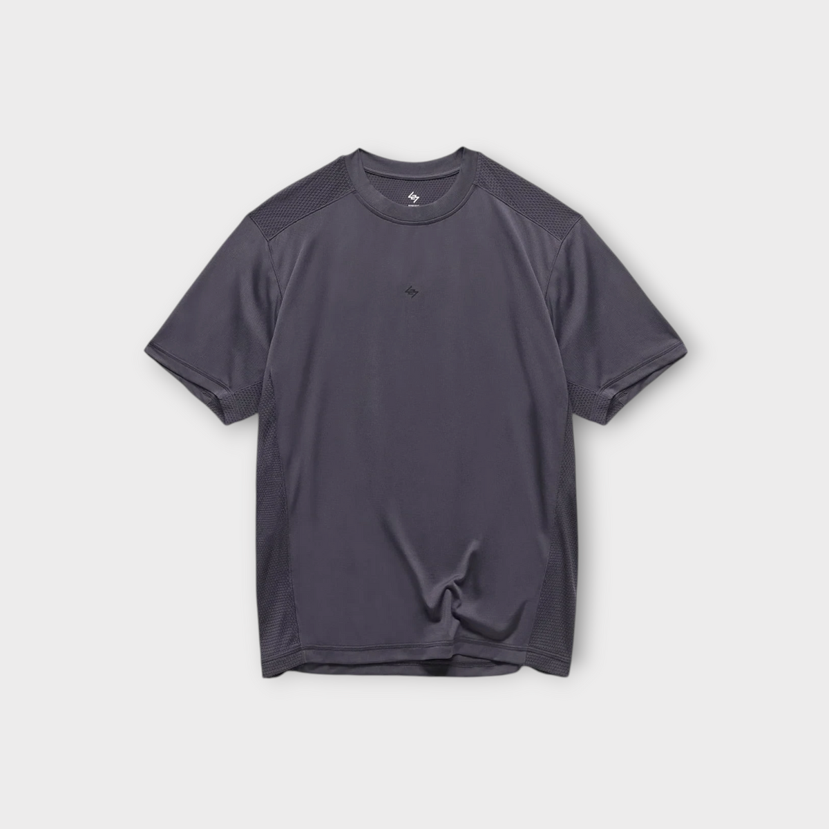 Drop 247 FW26 Numbers T-shirt in graphene grey featuring breathable mesh side panels and a minimalist logo detail.