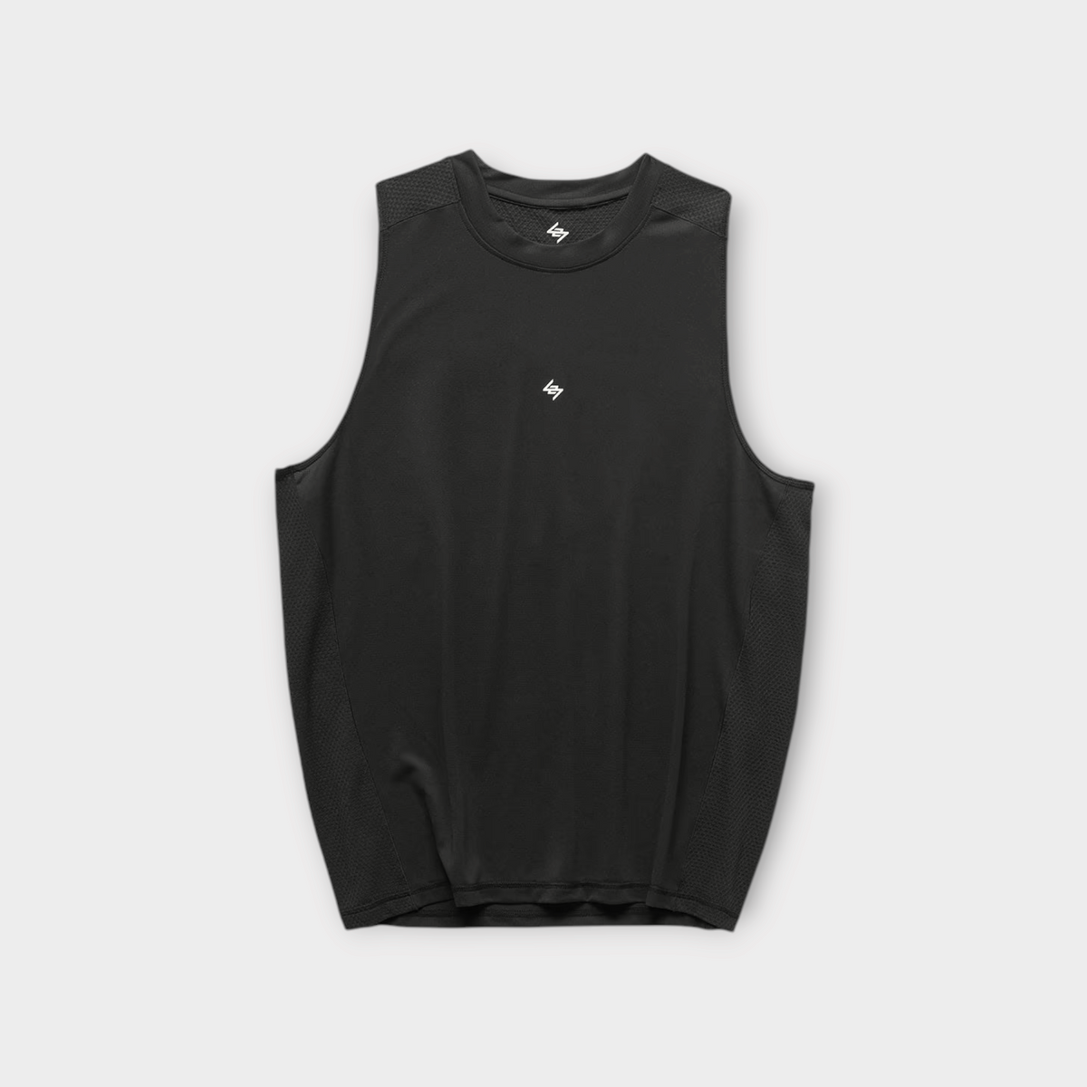 Drop 247 FW26 Numbers vest in jet black featuring a crew neck, sleeveless design, and subtle logo detailing.