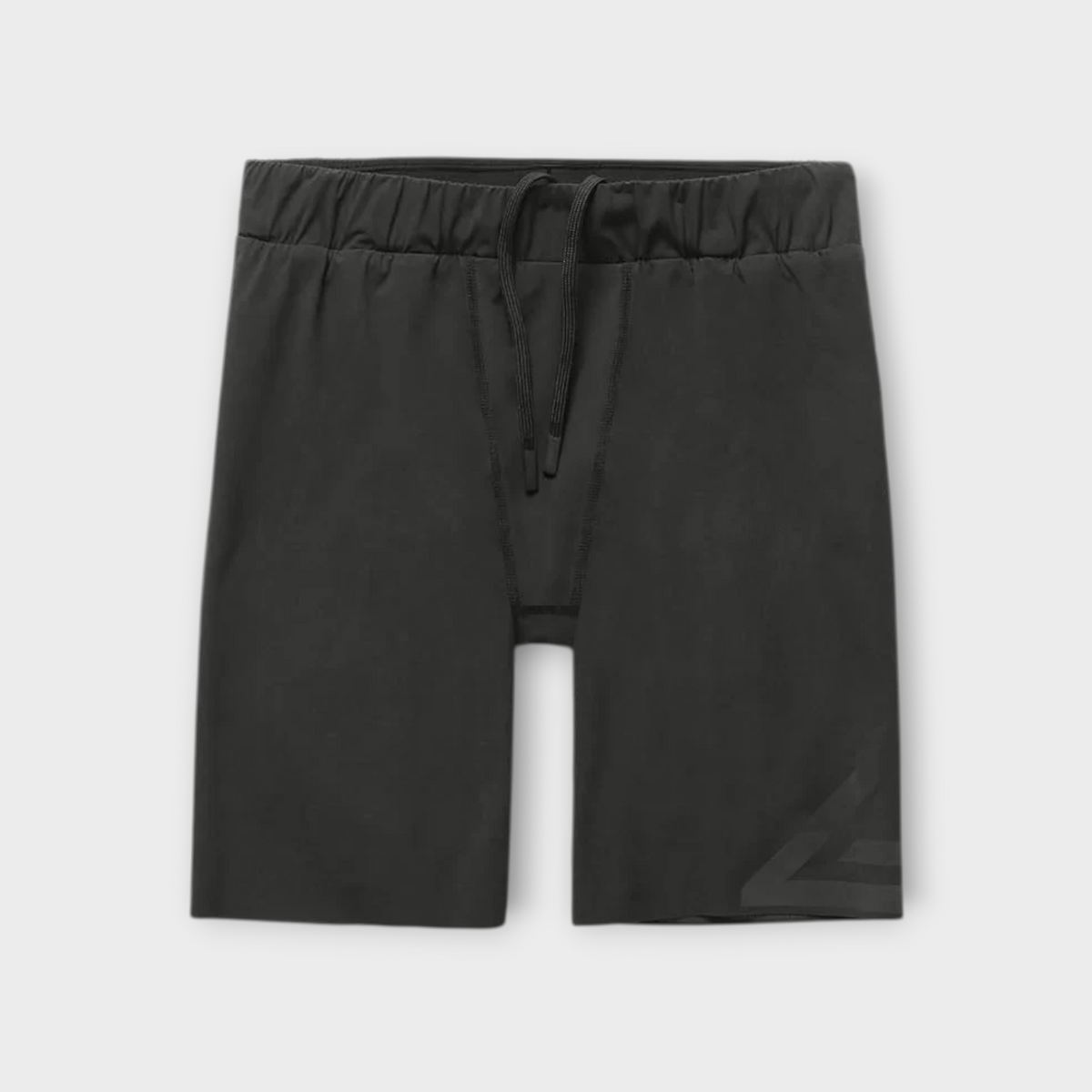 Drop 247 Ghost Short in jet black featuring an elasticated drawstring waistband and a subtle tonal logo detail.