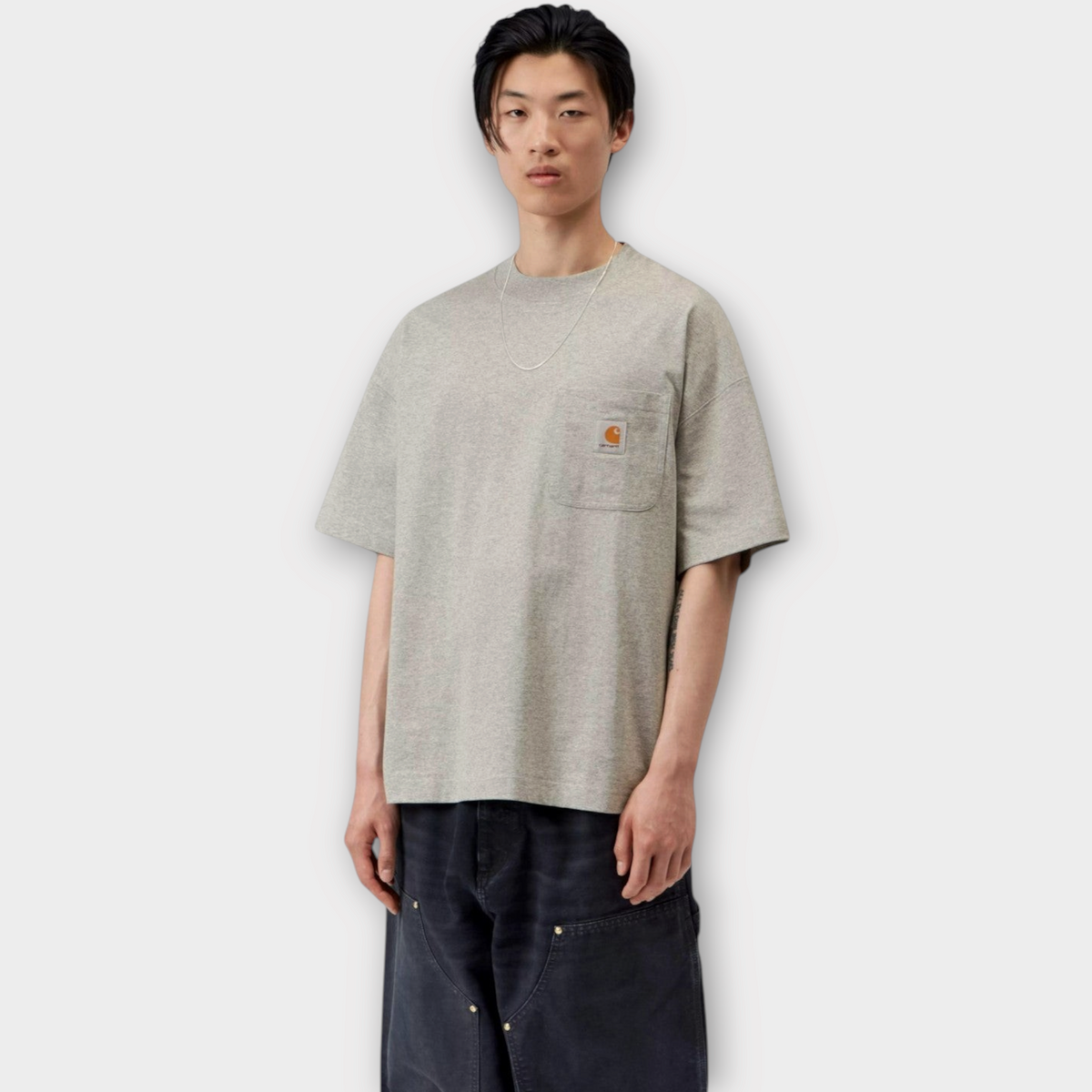 Carhartt WIP S/S Work Pocket Tee Grey Heather, view 3