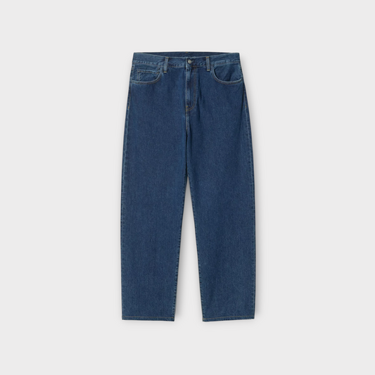 Drop CARHARTT WIP Landon Pant in blue stone washed denim with a relaxed fit and classic five-pocket styling.