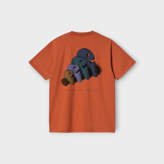 Drop Carhartt WIP Diagram C orange cotton t-shirt featuring a multi-colored graphic print on the back