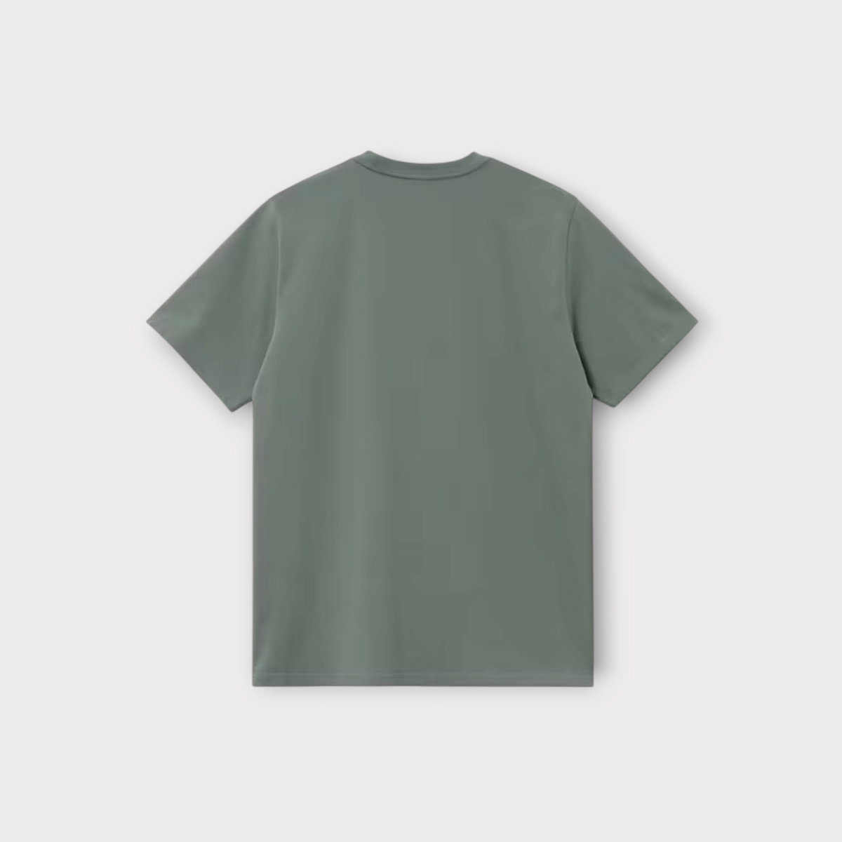 Drop Carhartt WIP smoke green cotton jersey t-shirt, back view showing plain design and short sleeves.