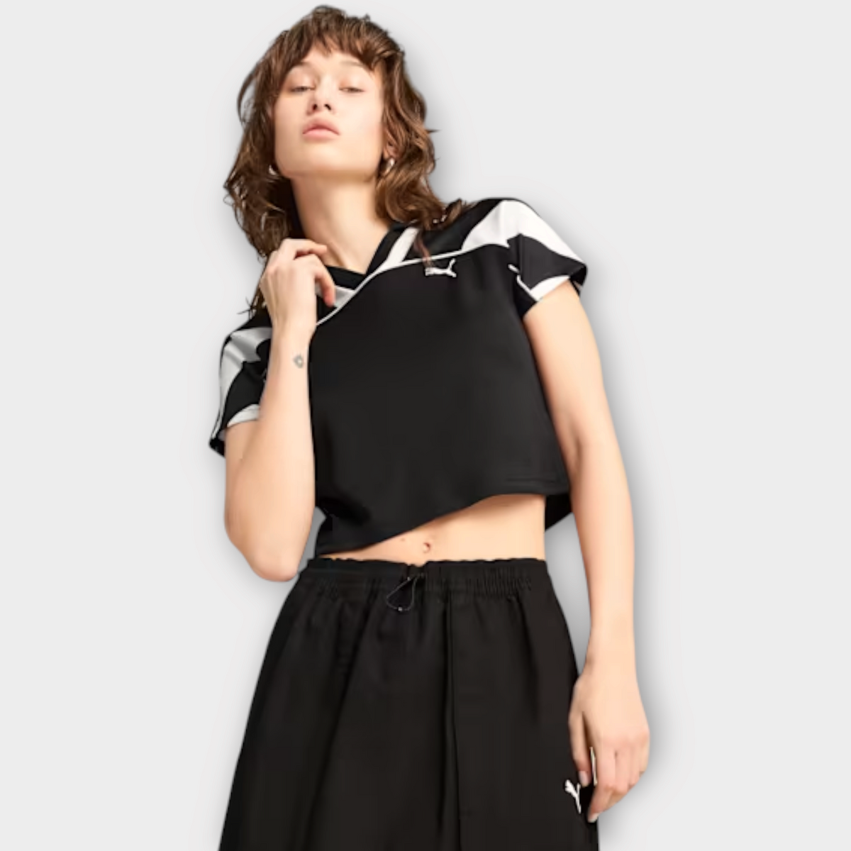 FUTURE.PUMA.ARCHIVE Football Jersey Baby Tee Black, view 3