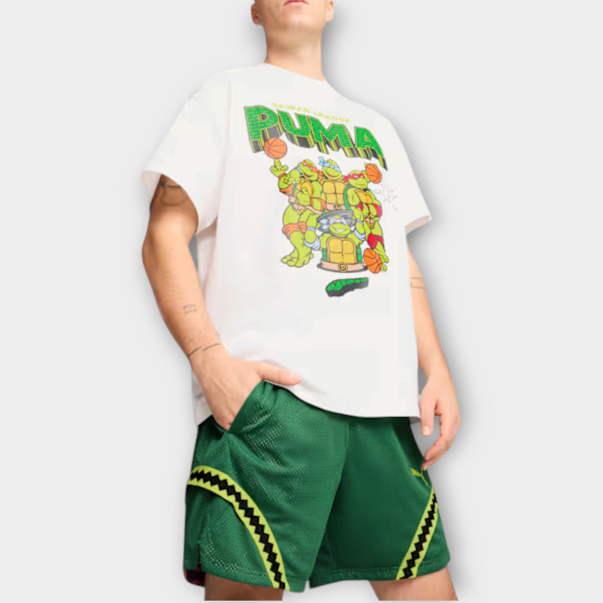 Puma Hoops x TMNT Short Green, view 4