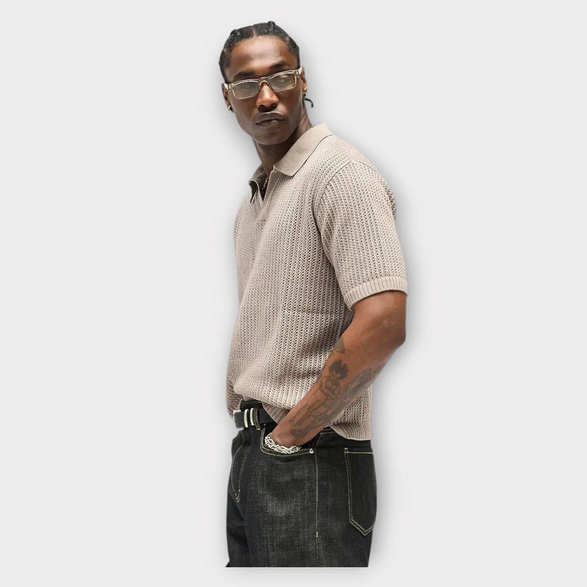Represent Beverly Knit Polo Vintage Khaki, view 4