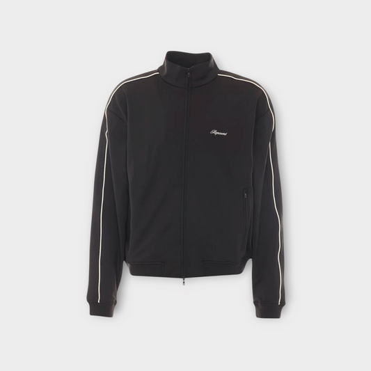 Drop Represent black track jacket with white side taping and zip-up front closure