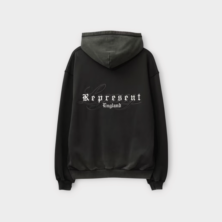 Represent Legacy Overprint Hoodie Vintage Black
