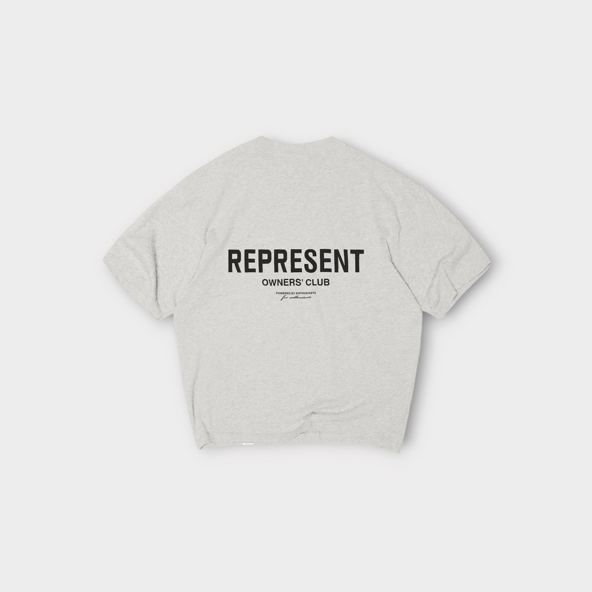 Drop Represent Owners Club t-shirt in ash grey with black graphic print on the back
