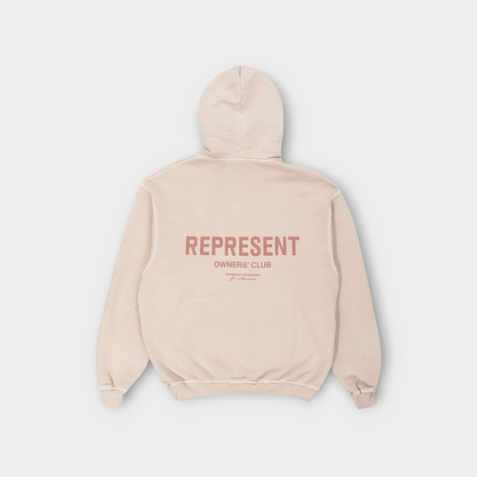 Drop Represent Owners Club hoodie in dusty mauve with back logo graphic print