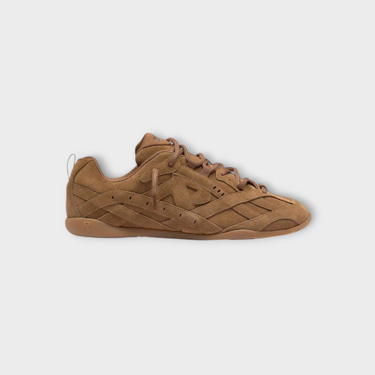 Drop Represent Rally sneakers in brown suede with a low-top silhouette and textured side panel detailing.