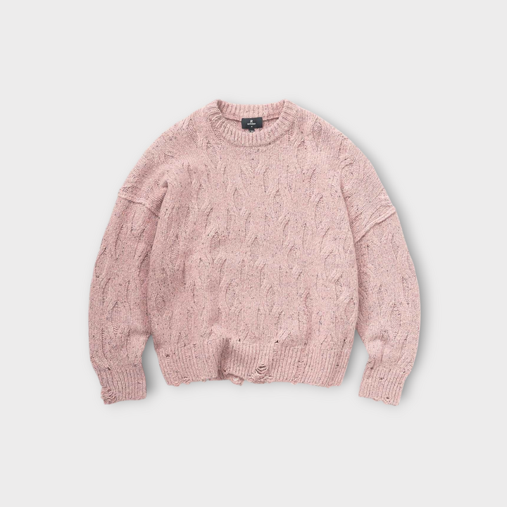 Represent Distress Knit Sweater Washed Pink