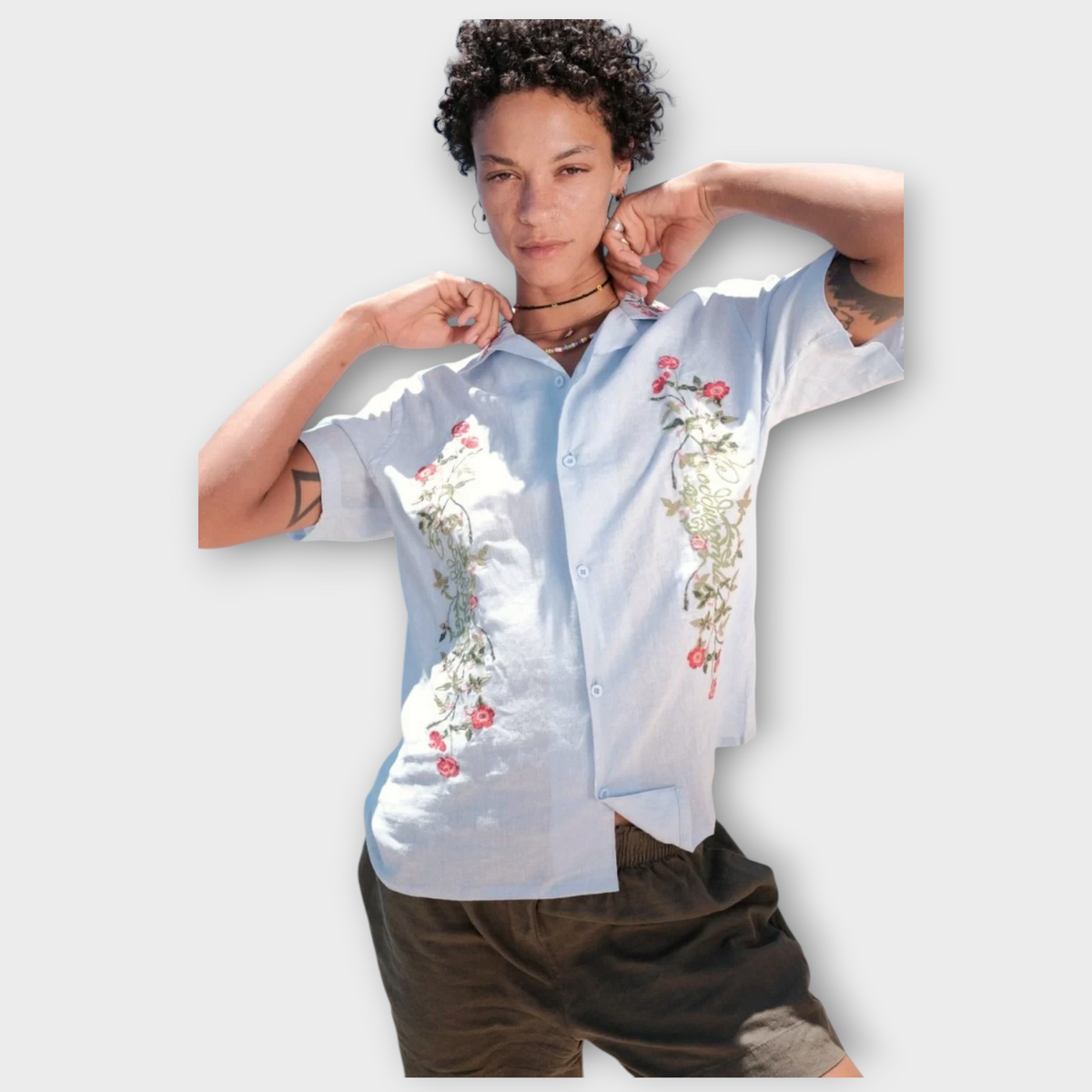 Coddiwomple IVY Blue Linen Shirt, view 3