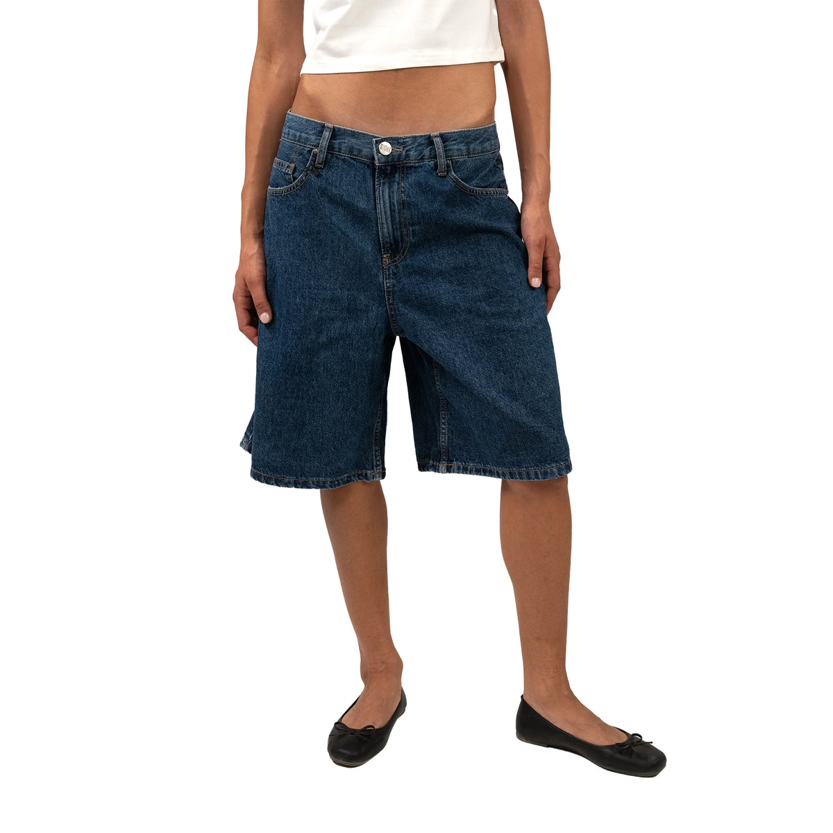 SIGHT Long Navy Women Denim Shorts