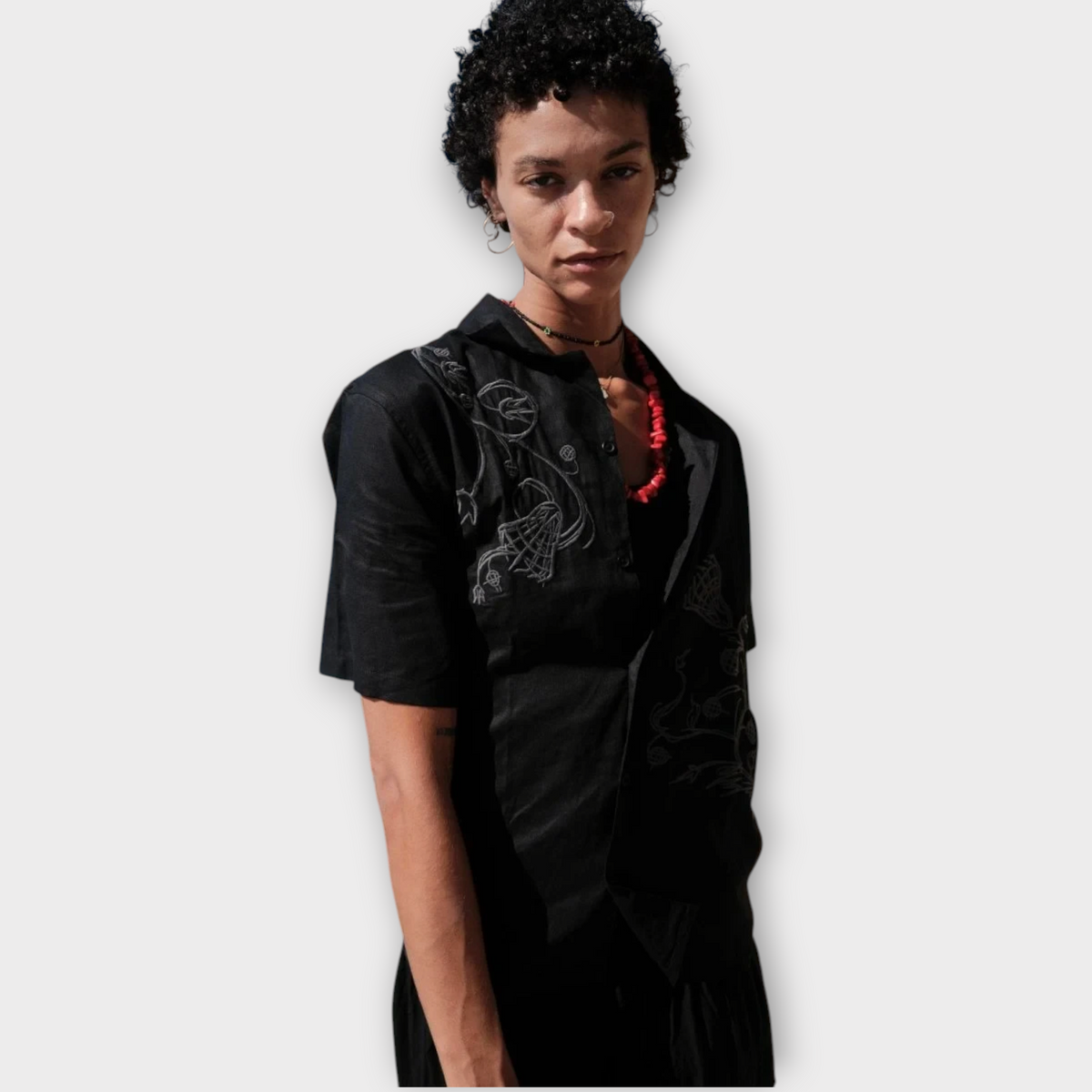 Coddiwomple NYMPH Black Linen Shirt, view 3