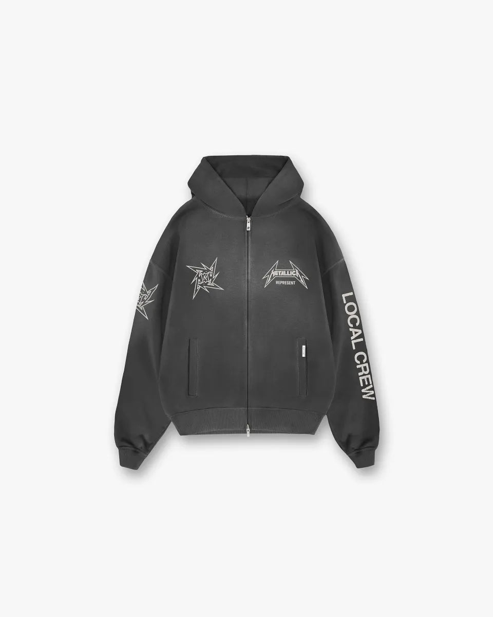 Represent Metallica 40 Year Anniversary Zip-Thru Stained Black Hoodie