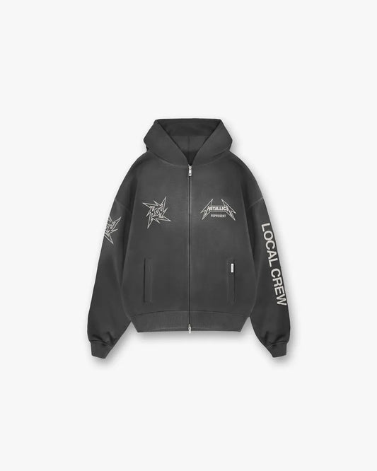 Represent Metallica 40 Year Anniversary Zip-Thru Stained Black Hoodie
